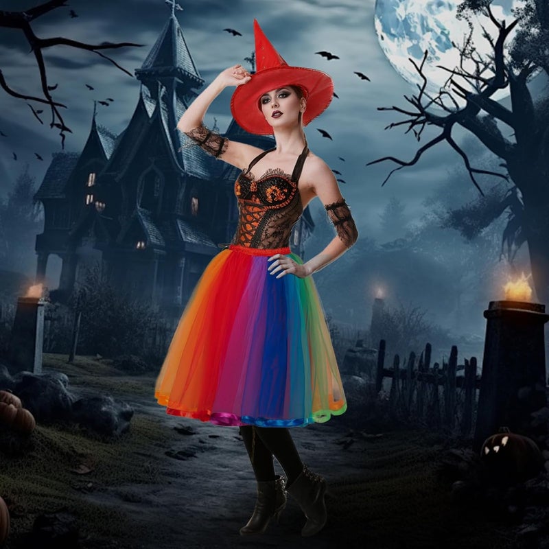 Gvhntk Womens Rainbow Tutus Skirt Colorful Layered Tulle Dress Girls Skirts for Adults Halloween Cosplay Tutus - Image 5